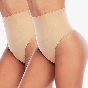 High-Waisted Shapewear Thong - Nude